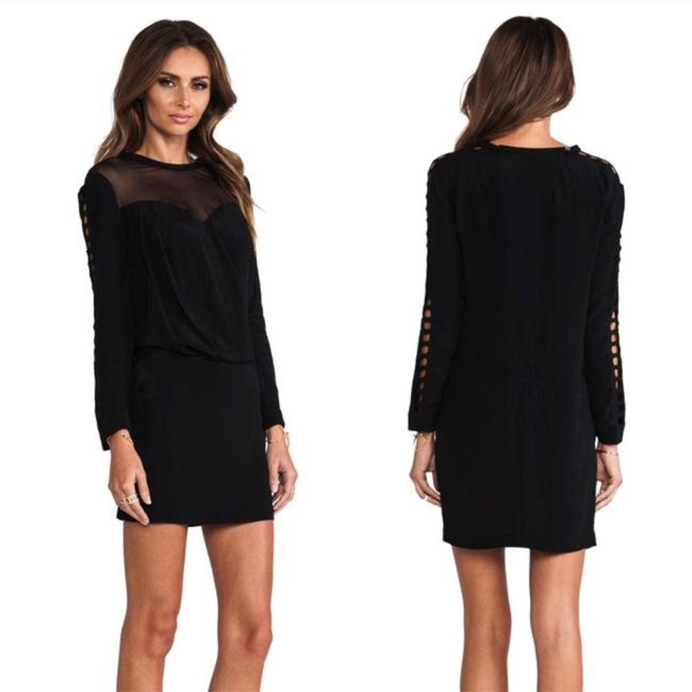 Iro Abbie Embroidered Crepe Mini Illusion Dress NWT